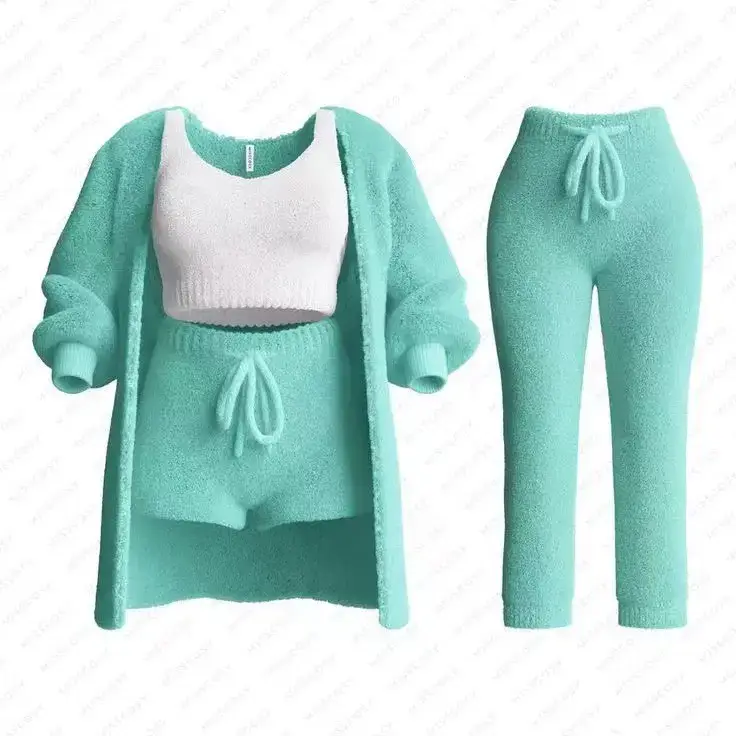 Pink Knitted 4-Piece Set for Women