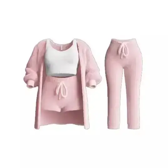 Pink Knitted 4-Piece Set for Women
