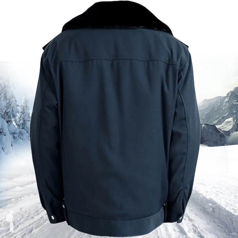 Winter Black Cotton Padded Jacket for Men - Image 5