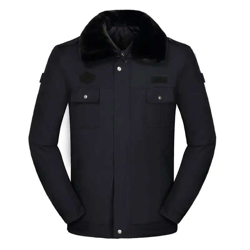 Winter Black Cotton Padded Jacket for Men - Image 7