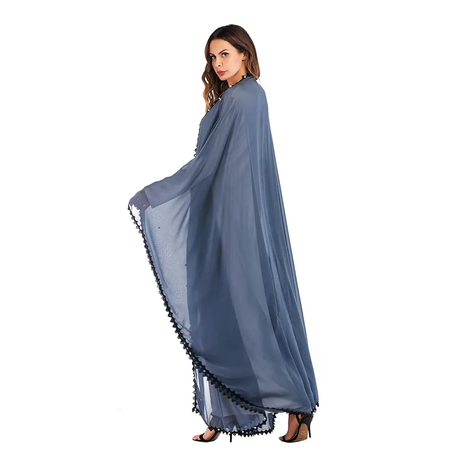 European and American Trendy Lace Patchwork Beaded Loose Lace-Up Long-Sleeve Cardigan Robe for Women 1653