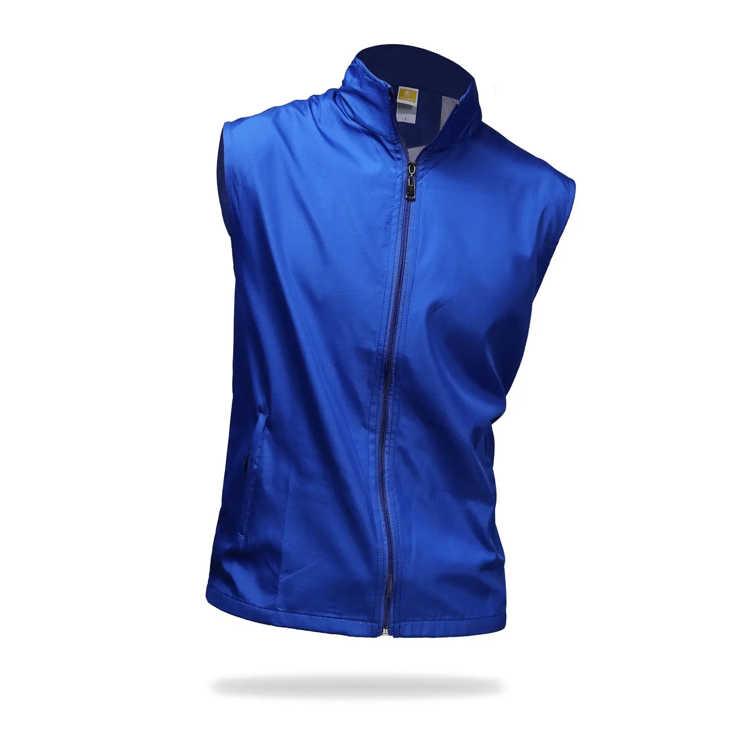 Blue Full-Zip Sleeve Vest for Men - Image 2