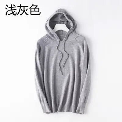 Women Grey Hooded Knitted Sweatshirt Medium