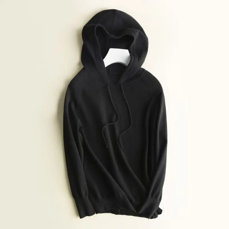 Women Grey Hooded Knitted Sweatshirt Medium