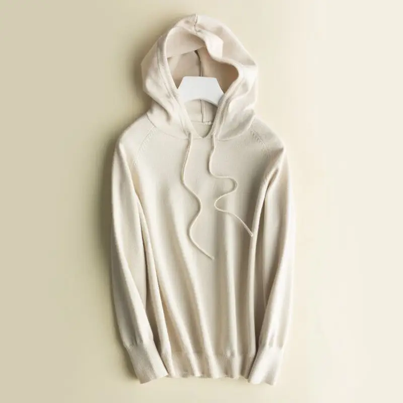 Women Grey Hooded Knitted Sweatshirt Medium