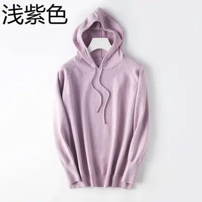 Women Grey Hooded Knitted Sweatshirt Medium