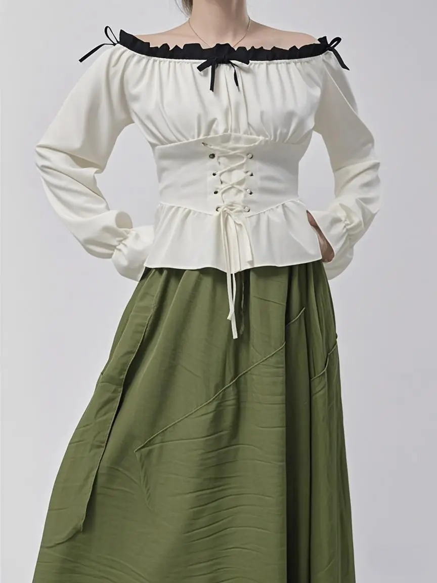 2020 Long Sleeve Women's Cream Renaissance Top - Image 15