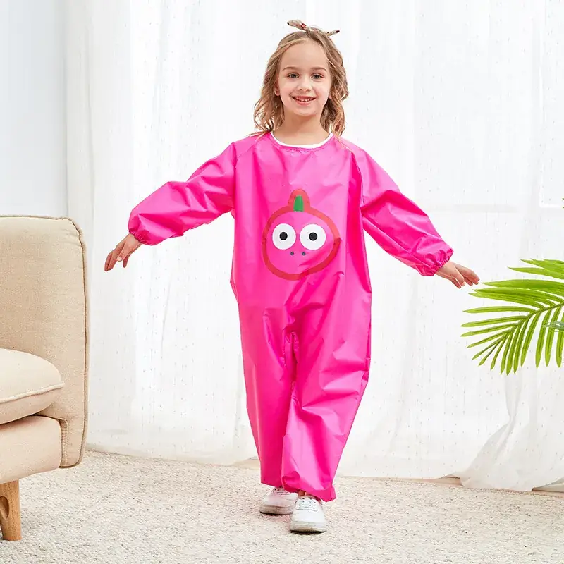 Pink Cartoon Face Kids Pajama Set Waterproof Sand Playwear - Image 7