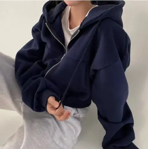 Wei Yi Women's Navy Hoodie Plus Size Spring Autumn - Image 3