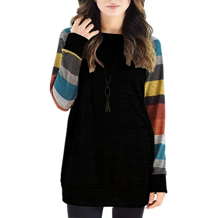 Plus Size Striped Raglan Sweatshirt Grey Color Blocked - Image 10