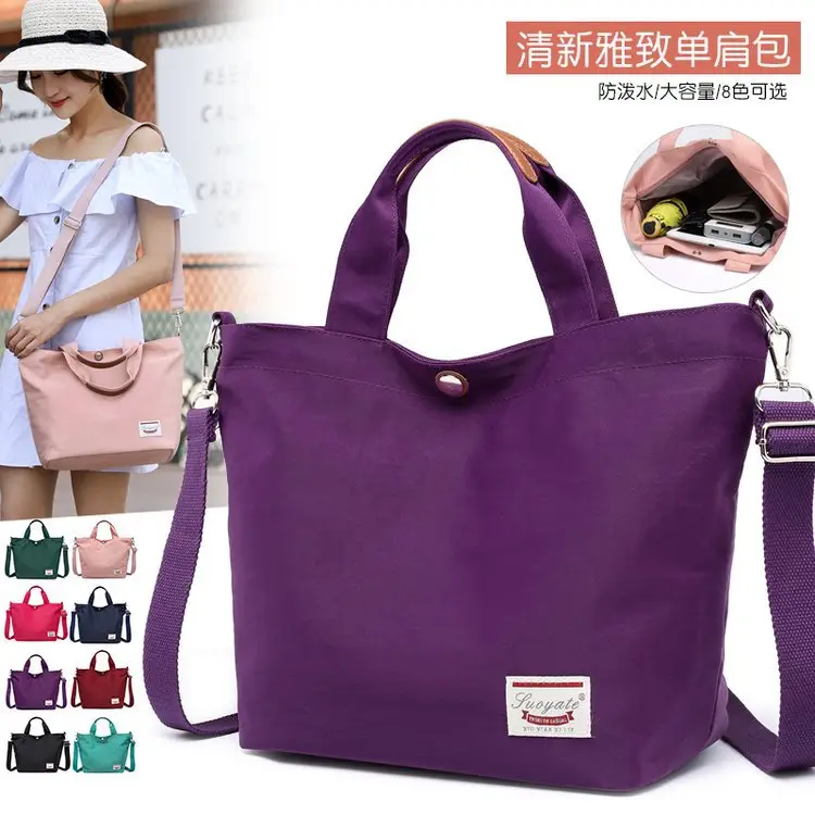Women's Red Nylon Shoulder Bag Large Capacity - Image 10
