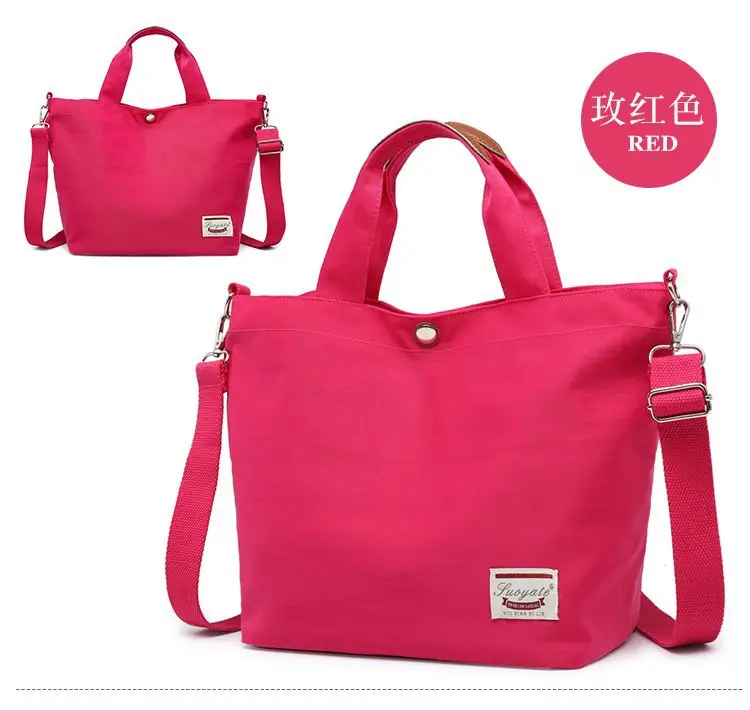 Women's Red Nylon Shoulder Bag Large Capacity - Image 7