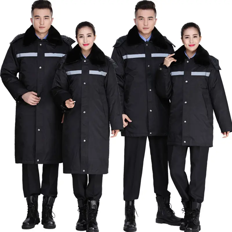 Unisex Cold Proof Cotton Coat Mid-Length Black - Image 6