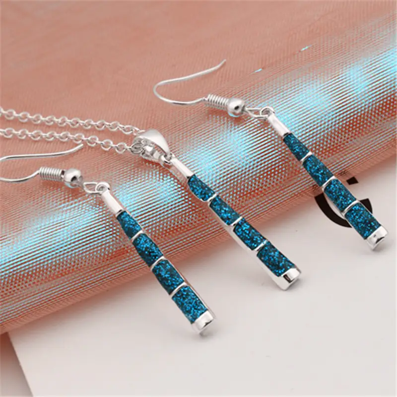 Blue Opal Necklace Set for Girls Cross Border Jewelry - Image 3