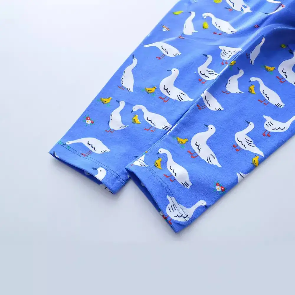 Blue Printed Korean Leggings for Girls Stretch Knitted - Image 3