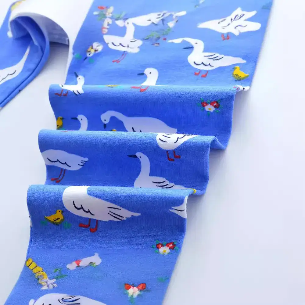 Blue Printed Korean Leggings for Girls Stretch Knitted - Image 4