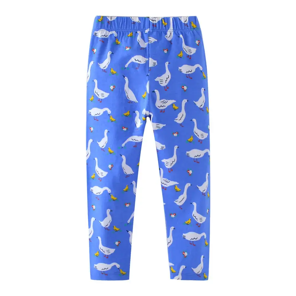 Blue Printed Korean Leggings for Girls Stretch Knitted - Image 5