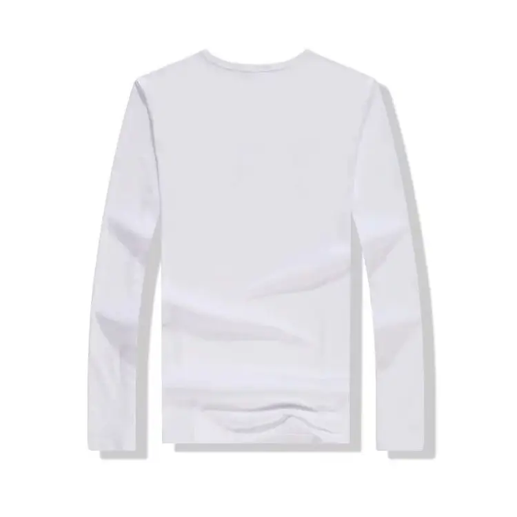 White Long Sleeve T-Shirt with Custom Logo Heat Transfer Print - Image 4