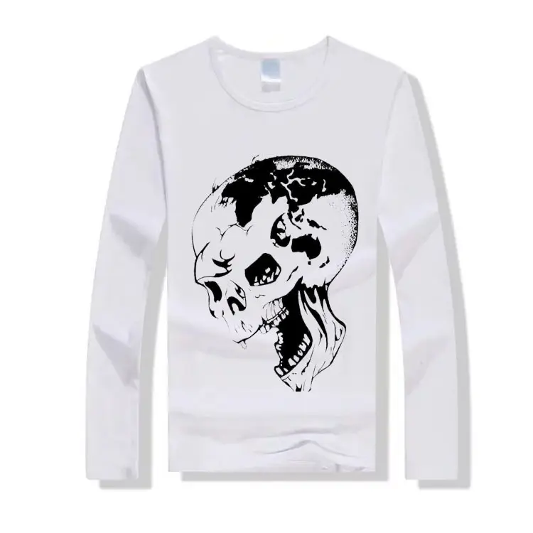 White Long Sleeve T-Shirt with Custom Logo Heat Transfer Print - Image 5