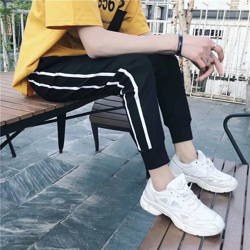 Men's Black 3-Stripes Casual Pants Small - Image 2