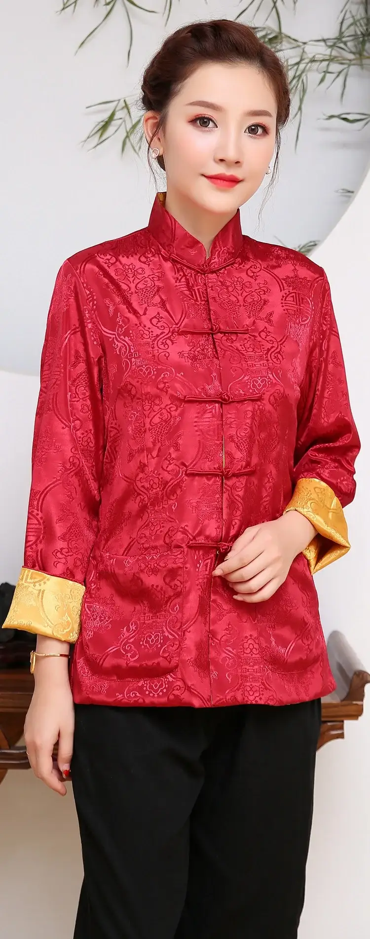 Chinese Style Men's Coat Red Yellow Hanfu Tang Suit — feature 35