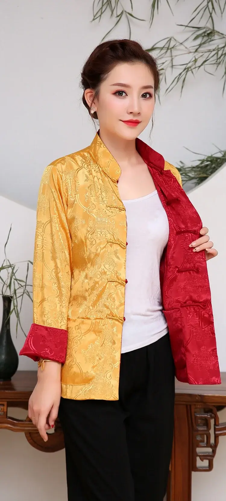 Chinese Style Men's Coat Red Yellow Hanfu Tang Suit — feature 36
