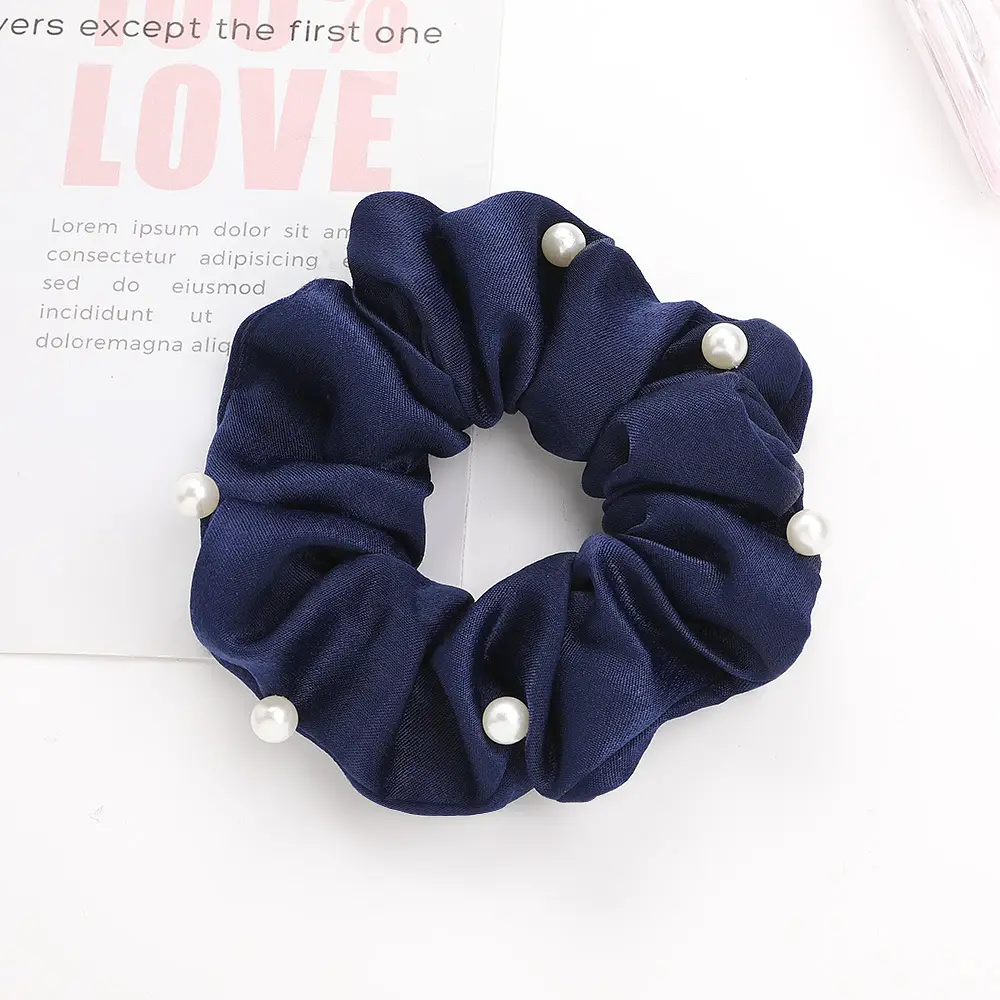 Green Pearl Hair Scrunchie with Ponytail - Image 2