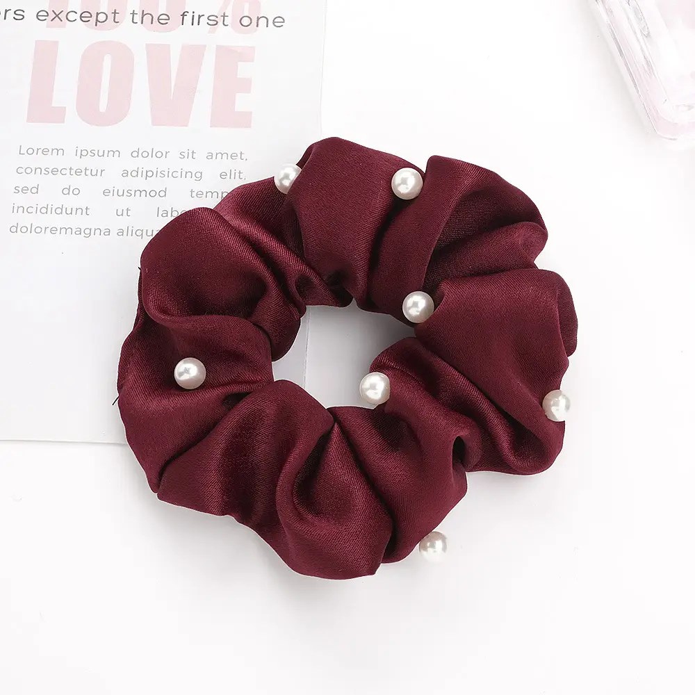 Green Pearl Hair Scrunchie with Ponytail - Image 4