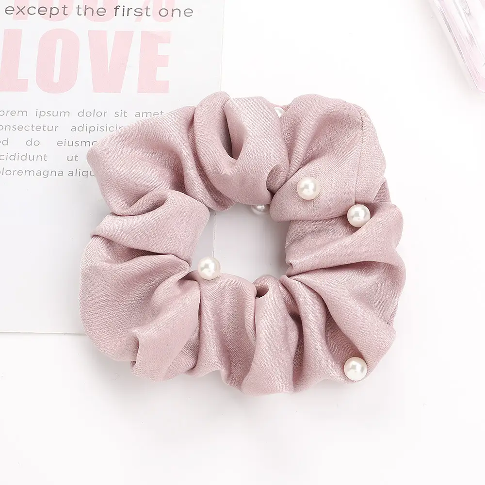 Green Pearl Hair Scrunchie with Ponytail - Image 5