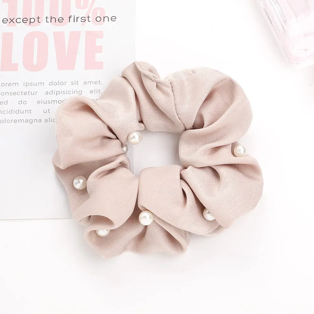 Green Pearl Hair Scrunchie with Ponytail - Image 7
