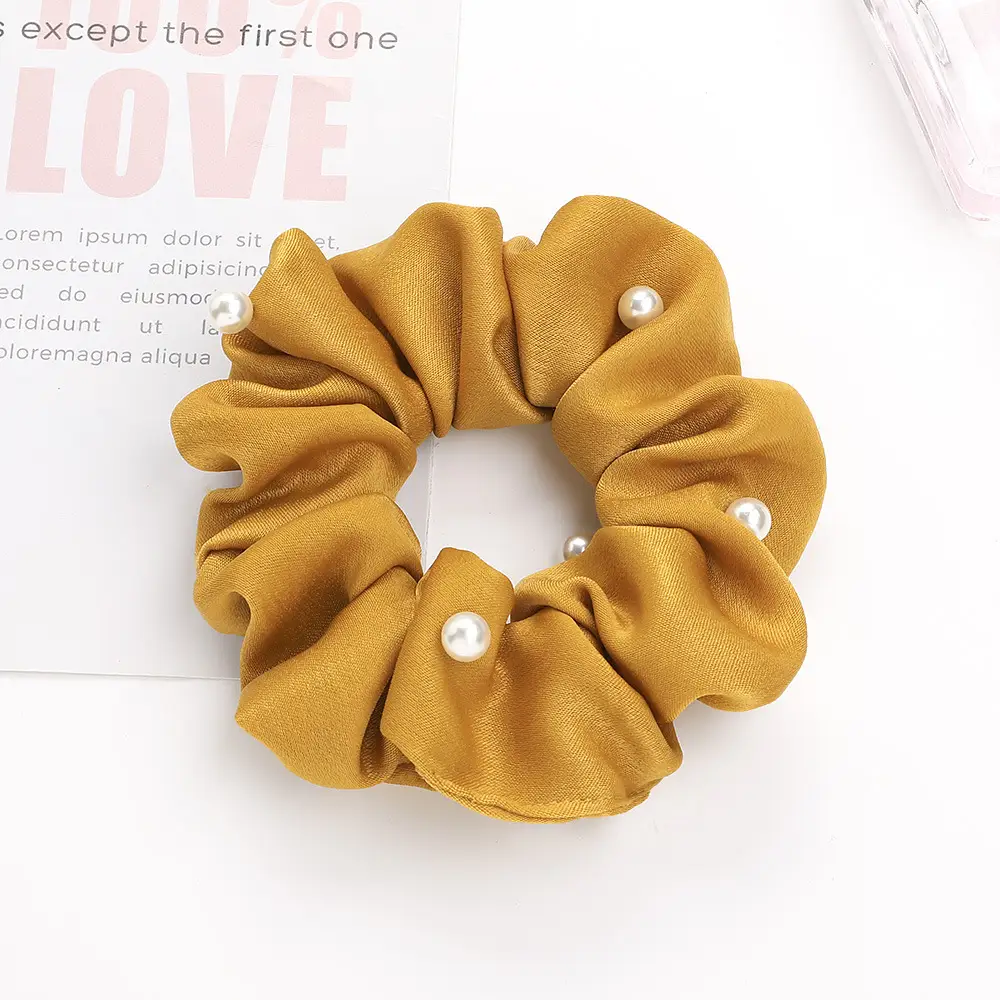 Green Pearl Hair Scrunchie with Ponytail - Image 8