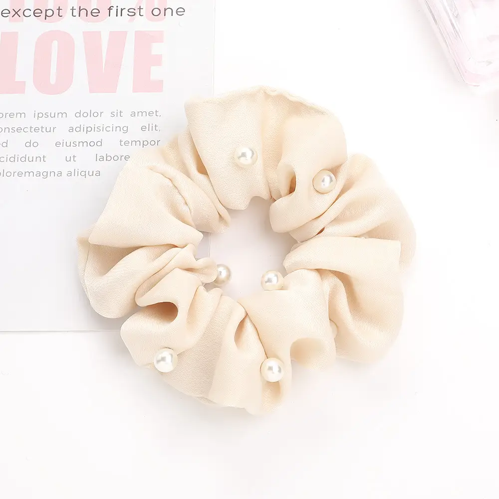 Green Pearl Hair Scrunchie with Ponytail - Image 9