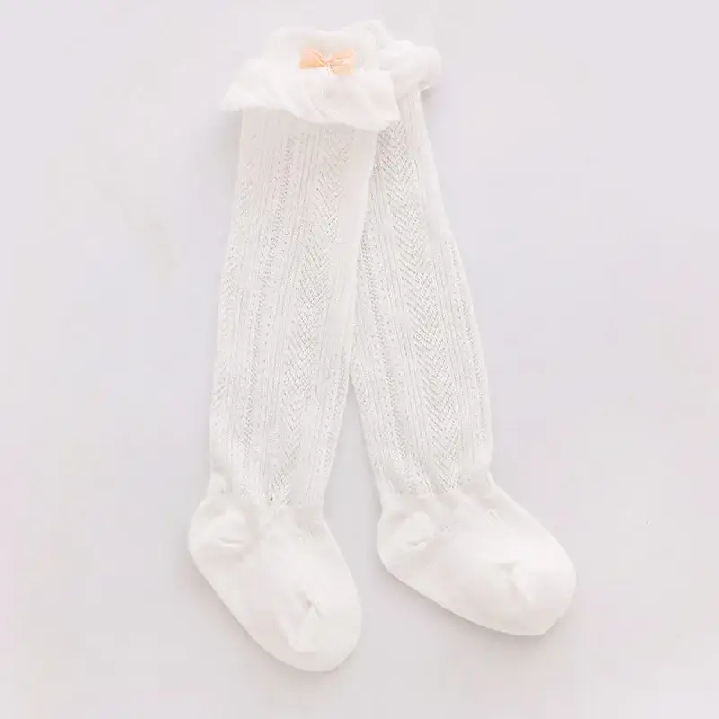 White Mesh Bow Baby Socks for Girls 0-3Y - Image 2