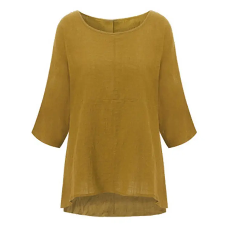 Women Black Bat Sleeve T-Shirt Large Cotton Linen - Image 2