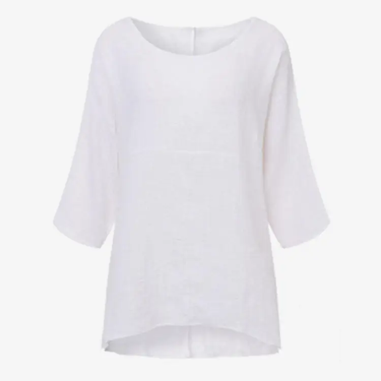 Women Black Bat Sleeve T-Shirt Large Cotton Linen - Image 3