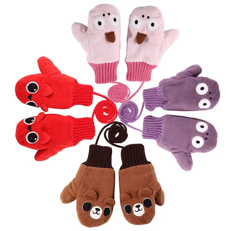 Red Fox Hooded Gloves for Kids 2-12 Years Thick Velvet Warm - Image 11