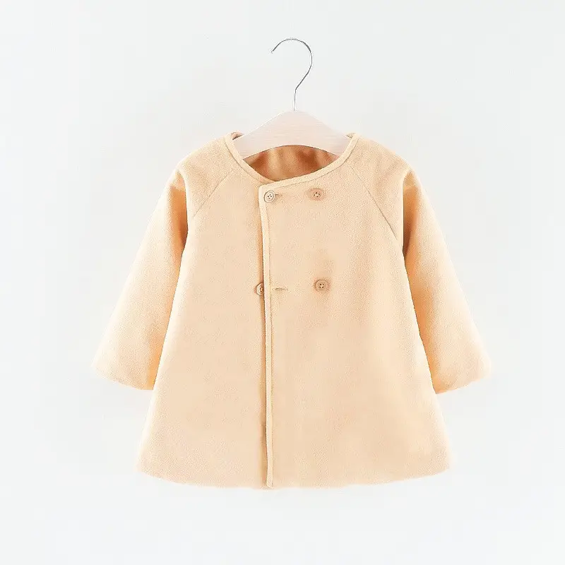 Red Woolen Round Neck Coat for Girls, 3/4 Sleeve, Button Front - Image 5