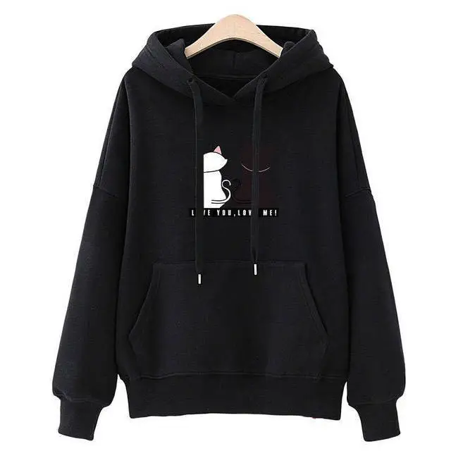 Black Hooded Sweatshirt Women 2025 Winter Fleece Lined - Image 7