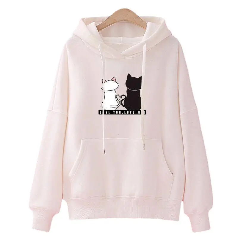 Black Hooded Sweatshirt Women 2025 Winter Fleece Lined - Image 10