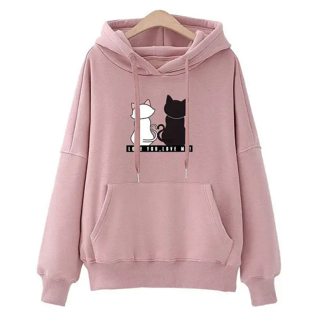 Black Hooded Sweatshirt Women 2025 Winter Fleece Lined - Image 2