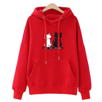 Black Hooded Sweatshirt Women 2025 Winter Fleece Lined - Image 3