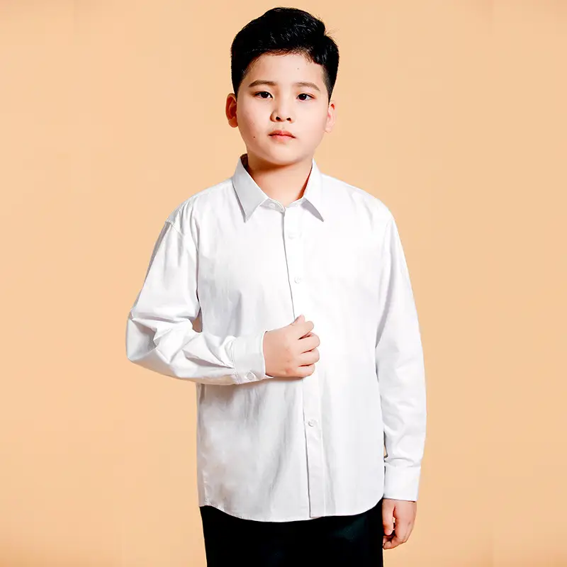 White Pure Cotton Boy's Shirt for Elementary School - Image 4