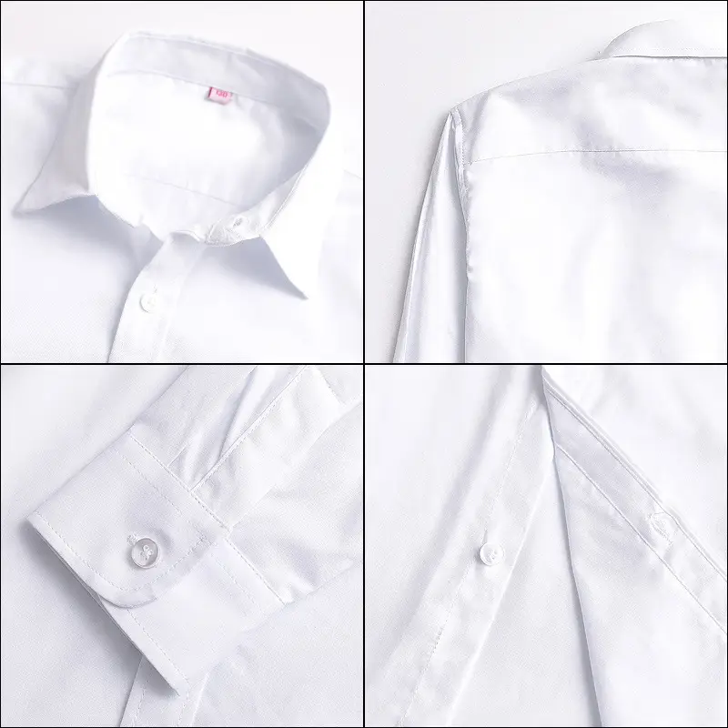 White Pure Cotton Boy's Shirt for Elementary School - Image 5