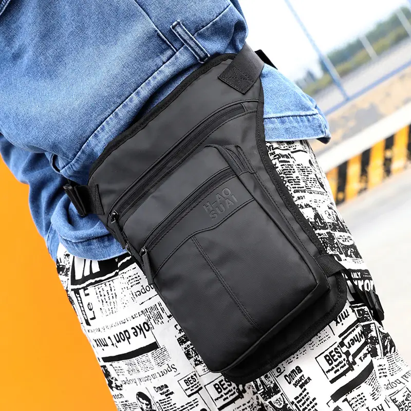 Men's Black Mesh Sports Waist Bag with Adjustable Straps