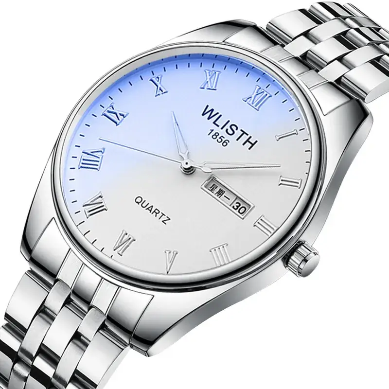 Wally Couple Watch Blue Digital Display Quartz Steel Band - Image 9