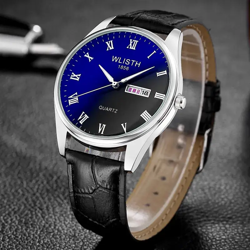 Wally Couple Watch Blue Digital Display Quartz Steel Band - Image 3