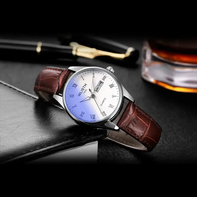 Wally Couple Watch Blue Digital Display Quartz Steel Band - Image 8