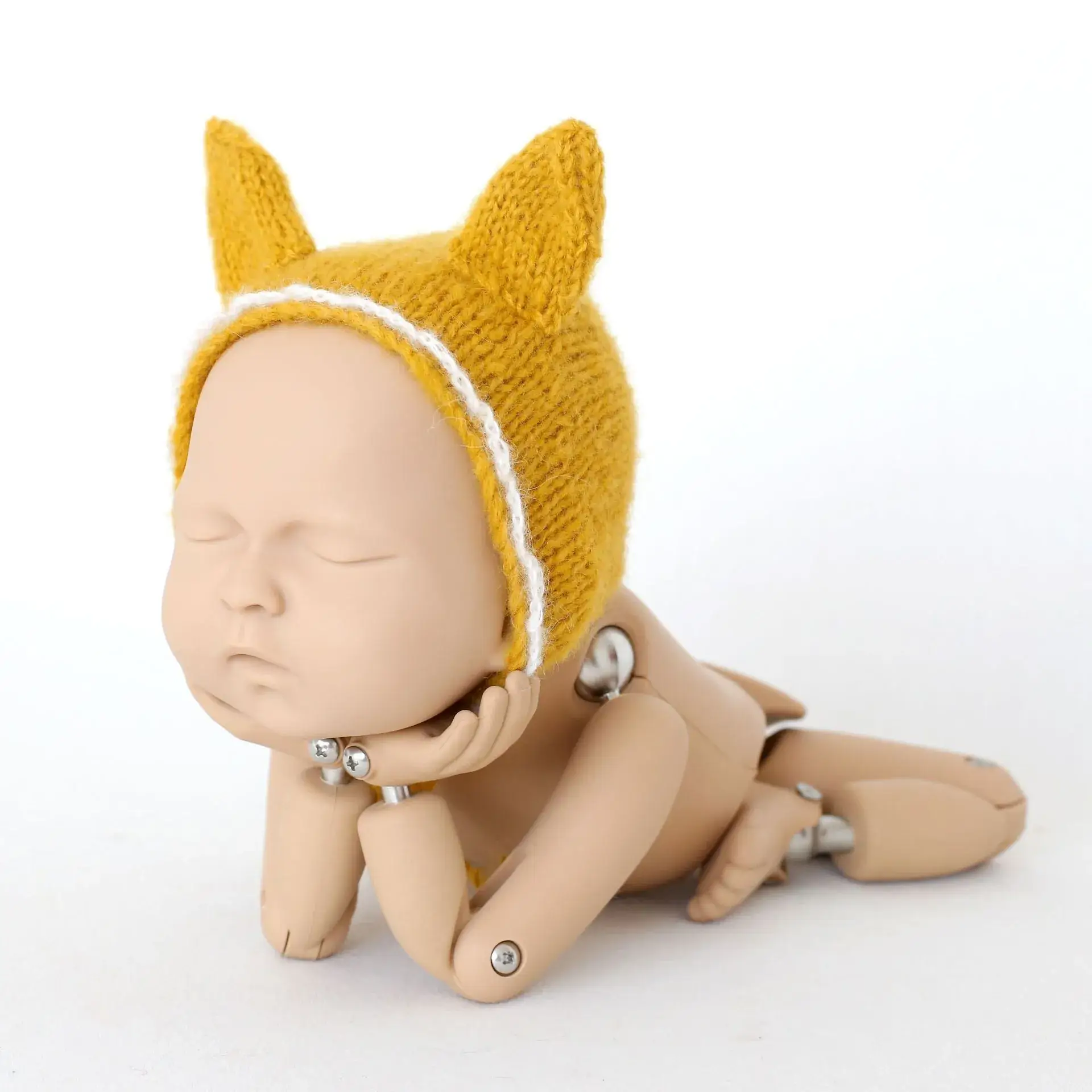 Yellow Cat Ears Baby Head Hat for Newborns - Image 3