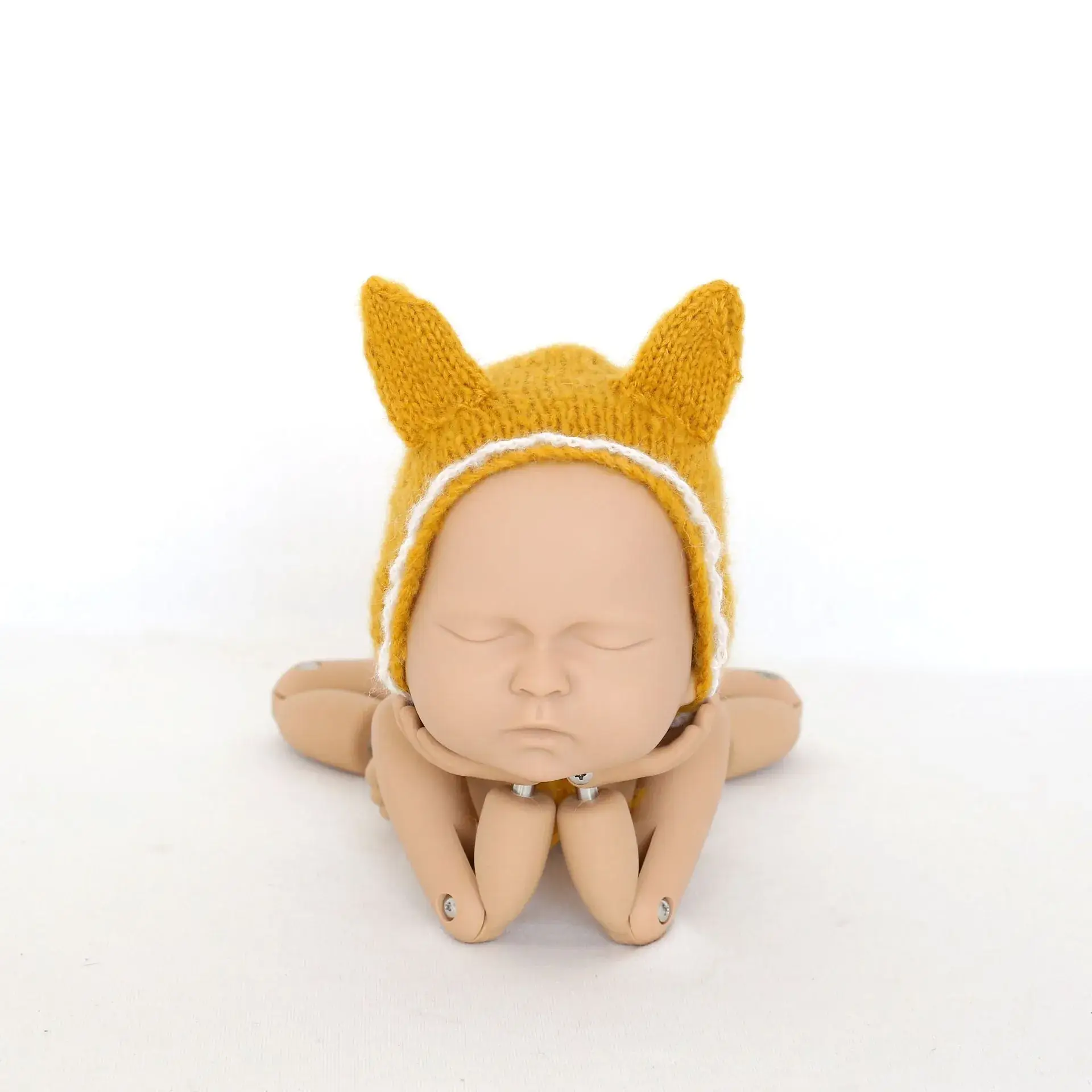 Yellow Cat Ears Baby Head Hat for Newborns - Image 4