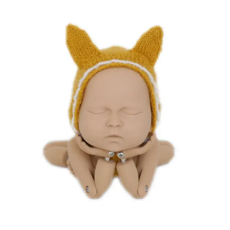 Yellow Cat Ears Baby Head Hat for Newborns - Image 6